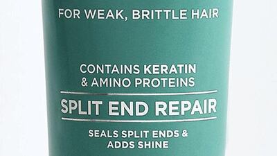 Trevor Sorbie Salon: Dry hair is one of the side effects of summer in the desert, and weak, brittle hair leads to split ends. The Repair and Strengthen Split End Repair from Trevor Sorbie Salon is vegan and formulated with more than 90 per cent natural ingredients. Available at Boots; Dh65