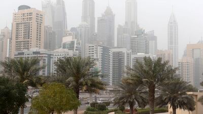 A dust cloud over Dubai Marina. Chris Whiteoak / The National