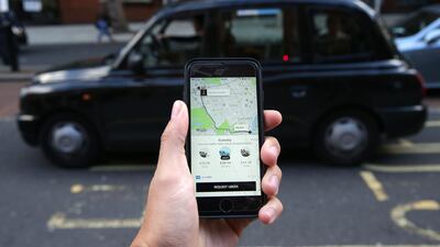 The App for ride-sharing cab service Uber in London. The firm has three weeks to appeal on the UK capital's decision not to renew its licence. Daniel Leal-Olivas / AFP