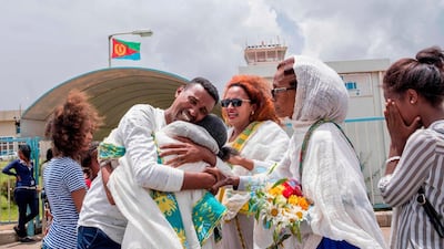 Passengers at Asmara International airport after Ethiopia and Eritrea resumed commercial airline flights. AFP