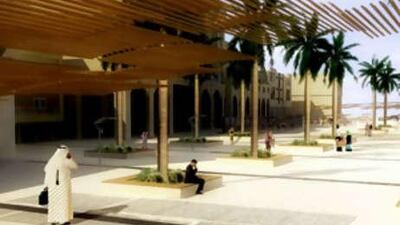 An artists rendering of planned redevelopment in Al Ain's centre, which will feature covered walkways.