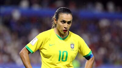 Brazil's Marta looks dejected after an extra-time defeat to hosts France to bow out of the 2019 Fia Women's World Cup