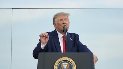 US President Donald Trump speaks during White House's Fourth of July celebrations. Bloomberg