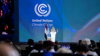 Sheikh Mohamed delivers a speech during the conference. Hamad Al Kaabi / UAE Presidential Court