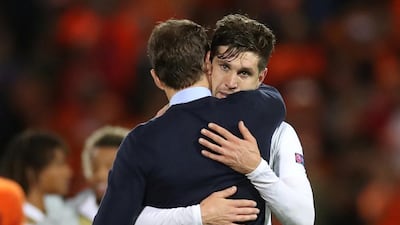England manager Gareth Southgate and John Stones react after the match. Action Images via Reuters
