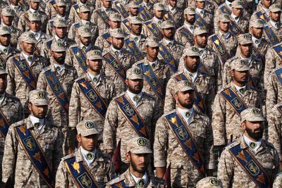 Iranian soldiers during the annual military parade marking the Iraqi invasion in 1980, in Tehran, Iran, September 22. EPA