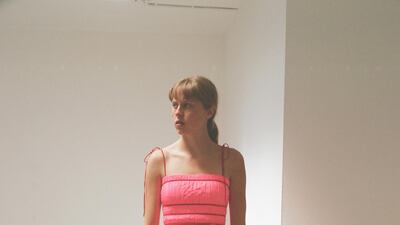 Neon smocking at Molly Goddard for Resort 2021. Courtesy Molly Goddard