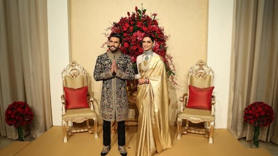 They've flown back from their glamorous Lake Como wedding, and on Wednesday Deepika Padukone and Ranveer Singh celebrated their union again at a reception party in Bengaluru at the five-star Leela Palace hotel. Photo / AP