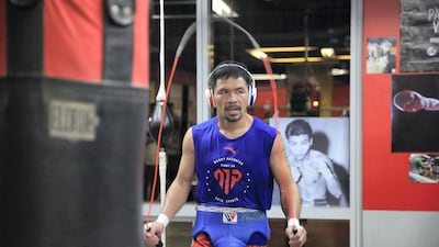 Manny Pacquiao skips during his training session. Jake Verzosa for The National