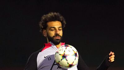 Liverpool's Mohamed Salah during a training session at the AXA Training Centre, Liverpool. PA