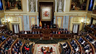 The lower house of Spain's parliament at the start of the opening ceremony of the 15th legislature in Madrid. EPA