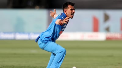 India leg-spinner Yuzvendra Chahal takes the wicket of Pakistan's Imam-ul-Haq. Chris Whiteoak / The National