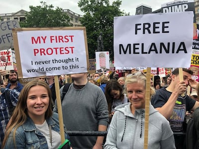Saskia joined her first protest with stepmother Sandra. Taylor Heyman/The National