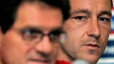 The England coach Fabio Capello (left) names Chelsea centre-back John Terry as the captain of England.