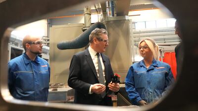 Labour leader Keir Starmer visits the BAE Systems submarine academy in Barrow-in-Furness. Getty Images