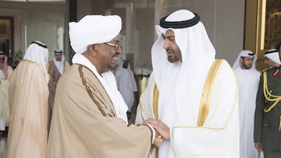 Sheikh Mohammed bin Zayed with Sudanese president Omar Hassan Al-Bashir. Hamad Al Kaabi / Crown Prince Court - Abu Dhabi