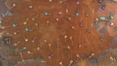 An aerial view of the construction site of a field hospital in Wuhan, Hubei province, China. EPA