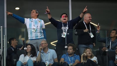 Diego Maradona watched Argentina fail to beat Iceland on Saturday, but had sympathy for his compatriots. Carl Recine / Reuters