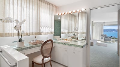 The vanity was custom-designed by White.