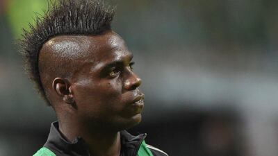 AC Milan's Mario Balotelli shown during Saturday's Serie A match against Palermo. Daniel dal Zennaro / EPA / September 19, 2015