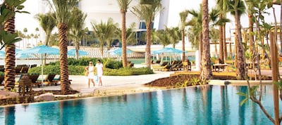 The Summersalt pool sits right underneath the Burj Al Arab on a stretch of private beach. Photo / Supplied