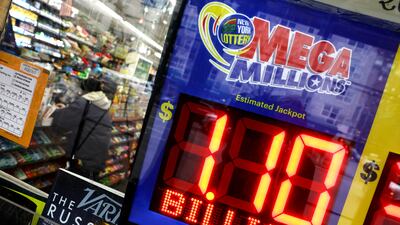 A Mega Millions sign displays a prize of $1.1 billion in New York City. Reuters