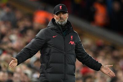 Liverpool manager Jurgen Klopp during the 2-1 Premier League defeat against Leeds United at Anfield on October 29, 2022. AFP