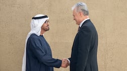 UAE President Sheikh Mohamed bin Zayed received his Lithuanian counterpart Gitanas Nauseda, President of Lithuania, prior to the opening ceremony of the Cop28 summit in Dubai, in 2023. UAE Presidential Court