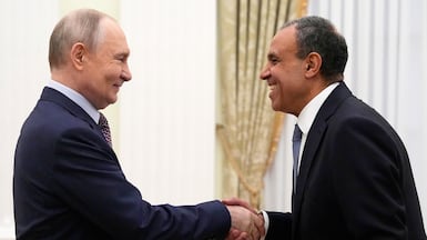 Russian President Vladimir Putin with Egyptian Foreign Minister Badr Abdelatty at the Kremlin. EPA