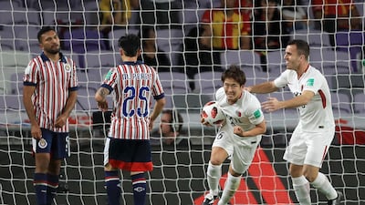 Ryota Nagaki of Kashima Antlers celebrates after scoring his team's first goal. Getty Images