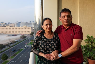 Ajay Vyas and his wife Pratiksha flew back from Mumbai to their home in Dubai. Chris Whiteoak / The National