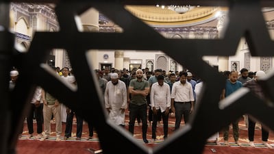 Prayer on the first day of Ramadan at a mosque in Al Safa, Dubai. Antonie Robertson / The National