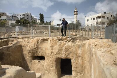 Israeli Jewish settler Haim Blycher as he looks down on the archaeological site. Heidi Levine for The National