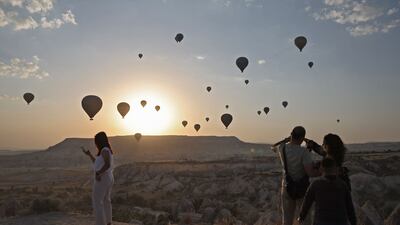 The Mediterranean sun sets over the rocks of Cappadocia.