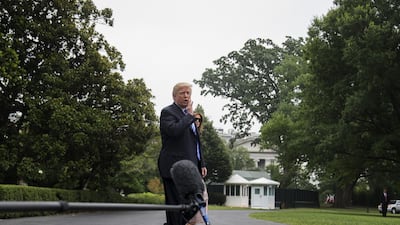 Donald Trump leaves the White House on Wednesday, July 5, 2017. Mr Trump's encounter this week at the G20 Summit with Vladimir Putin is highly anticipated. Andrew Harrer/Bloomberg
