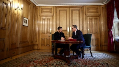 UK Prime Minister Keir Starmer, right, and Ukraine's President Volodymyr Zelenskyy during a bilateral meeting inside 10 Downing Street, London. Getty images