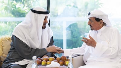 President Sheikh Mohamed visited Sheikh Humaid bin Rashid Al Nuaimi, Ruler of Ajman. Photo: Wam
