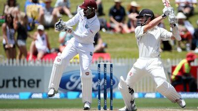 Kane Williamson scored 114 runs in the third Test v West Indies. Michael Bradley / AFP
