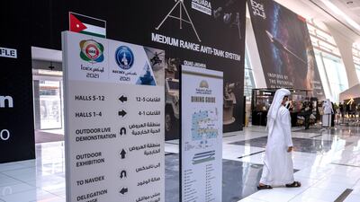 Signs inside the Abu Dhabi National Exhibition Centre. Victor Besa / The National