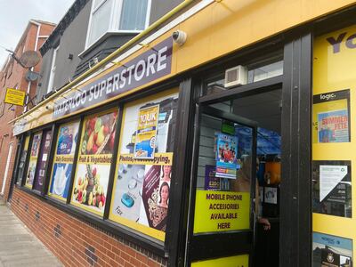 Waterloo Stores in Middlesbrough which provided free food to people protecting the mosque. Nicky Harley / The National