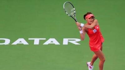 Agnieszka Radwanska, of Poland, was dominant in the first set against Ana Ivanovic, breaking the Serb four times in Doha. Karim Jaafar / AFP