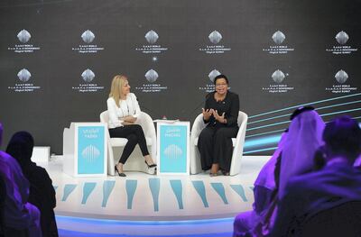 Graca Machel, humanitarian, ex-minister and chair of The Graca Machel Trust speaking in Dubai. Pawan Singh / The National