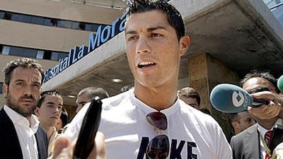 Cristiano Ronaldo arrives at La Moraleja Hospital in Madrid where he completed his medical today.