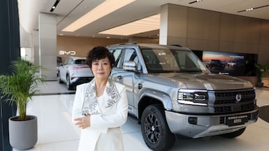 Stella Li, senior vice president of BYD, at the Chinese auto maker's showroom in Dubai. Chris Whiteoak / The National