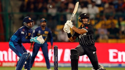 New Zealand's Rachin Ravindra on his way to 42 against Sri Lanka. Reuters