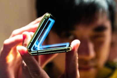 Samsung spent about eight years developing the first foldable smartphone, the Galaxy Fold. Bloomberg