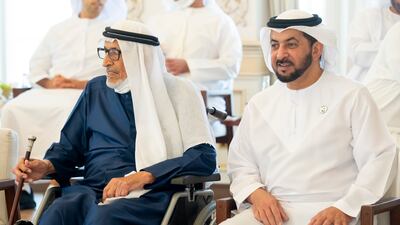 Saeed Al Otaiba and Sheikh Hamdan bin Zayed, Ruler’s Representative in Al Dhafra Region, attend the event. Photo: Presidential Court