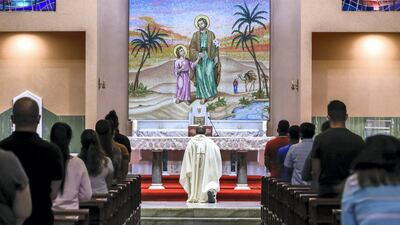 The original St Joseph’s opened in 1965 on the Corniche to serve Abu Dhabi’s growing Roman Catholic community. Sheikh Shakhbut, who was Ruler of Abu Dhabi at the time, donated the land for it and attended the inauguration. But by the late 1970s, the city’s growth meant the church had already outgrown the site. Sheikh Zayed, who became the Founding President of the UAE in 1971, donated land in the Mushrif neighbourhood where the new St Joseph’s opened in 1983 and still stands today. It is host to 80,000 to 90,000 parishioners and performs services in Malayalam, Tagalog, Urdu, French, German and even Korean. During the Pope's visit to the UAE in 2019, he led prayers and blessed parishioners at the cathedral. Victor Besa / The National