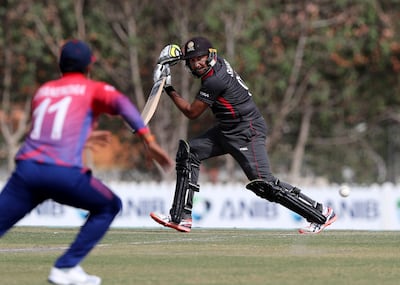 Ghulam Shabber during an ODI against Nepal in Dubai in 2019. Chris Whiteoak/The National
