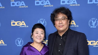 Lee Jeong-eun and Bong Joon-ho arrives for the 72nd Annual Directors Guild of America Awards in Los Angeles on January 25, 2020. AFP